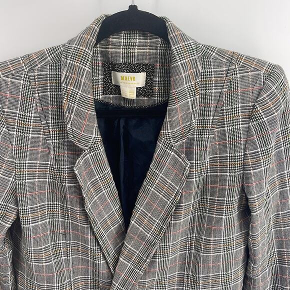 Anthropologie Maeve Lilith plaid double breasted textured long line blazer sz 4 - Picture 2 of 7